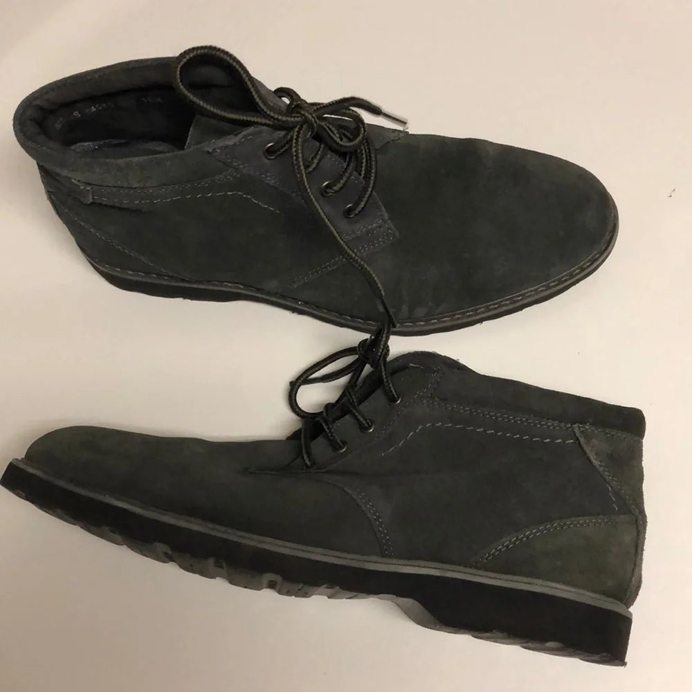 Nunn Bush Men's Memory Foam Chukka Boots Grey Leather Lace Up Size 10